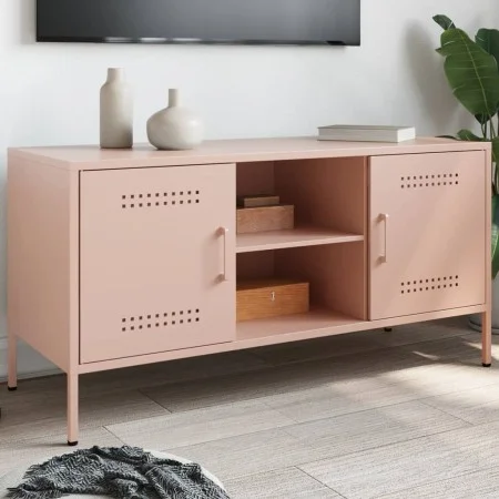 Mueble de TV de acero rosa 100,5x39x50,5 cm de , Muebles TV - Ref: Foro24-842989, Precio: 96,85 €, Descuento: %