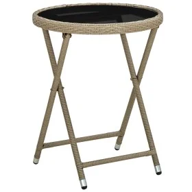 Mesa de centro de ratán sintético y vidrio templado beige 60 cm de vidaXL, Mesas de jardín - Ref: Foro24-310559, Precio: 64,7...