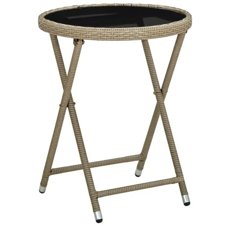 Mesa de centro de ratán sintético y vidrio templado beige 60 cm de vidaXL, Mesas de jardín - Ref: Foro24-310559, Precio: 64,7...