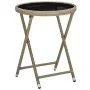 Mesa de centro de ratán sintético y vidrio templado beige 60 cm de vidaXL, Mesas de jardín - Ref: Foro24-310559, Precio: 64,7...