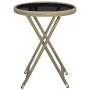 Mesa de centro de ratán sintético y vidrio templado beige 60 cm de vidaXL, Mesas de jardín - Ref: Foro24-310559, Precio: 64,7...
