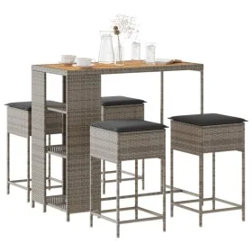 5-teiliges Gartenset mit grauen PE-Rattan-Kissen von , Gartensets - Ref: Foro24-3261499, Preis: 326,25 €, Rabatt: %
