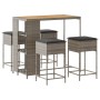 Juego de bar de jardín de 5 piezas con cojines ratán PE gris de , Conjuntos de jardín - Ref: Foro24-3261499, Precio: 331,58 €...