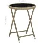Mesa de centro de ratán sintético y vidrio templado beige 60 cm de vidaXL, Mesas de jardín - Ref: Foro24-310559, Precio: 64,7...
