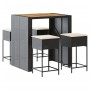 Juego de bar de jardín 5 piezas con cojines ratán PE negro de , Conjuntos de jardín - Ref: Foro24-3261515, Precio: 377,41 €, ...