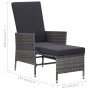 Sillón reclinable de jardín con cojines ratán sintético gris de vidaXL, Sillas de jardín - Ref: Foro24-310230, Precio: 144,30...