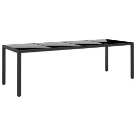 Mesa jardín vidrio templado ratán sintético negro 250x100x75 cm de vidaXL, Mesas de jardín - Ref: Foro24-310592, Precio: 247,...