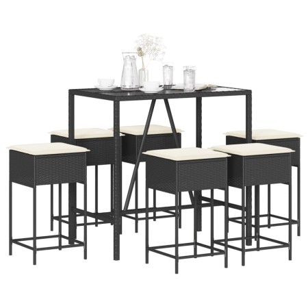 Juego de bar de jardín de 7 piezas con cojines ratán PE negro de , Conjuntos de jardín - Ref: Foro24-3261467, Precio: 403,24 ...