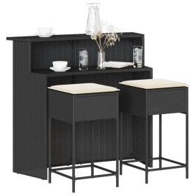 Juego de bar de jardín de 3 piezas con cojines ratán PE negro de , Conjuntos de jardín - Ref: Foro24-3261486, Precio: 308,55 ...