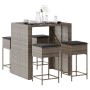 Juego de bar de jardín de 5 piezas con cojines ratán PE gris de , Conjuntos de jardín - Ref: Foro24-3261508, Precio: 396,31 €...