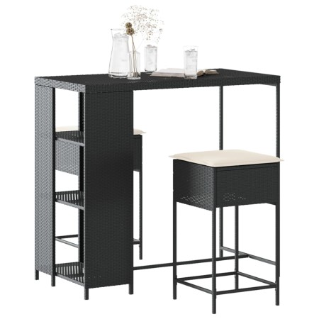 Juego de bar de jardín de 3 piezas con cojines ratán PE negro de , Conjuntos de jardín - Ref: Foro24-3261492, Precio: 221,05 ...
