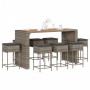 Juego de bar de jardín 9 piezas con cojines ratán PE gris de , Conjuntos de jardín - Ref: Foro24-3261520, Precio: 696,46 €, D...