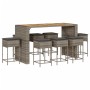 Juego de bar de jardín 9 piezas con cojines ratán PE gris de , Conjuntos de jardín - Ref: Foro24-3261520, Precio: 696,46 €, D...