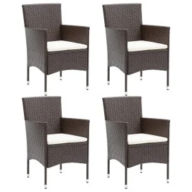 Sillas de comedor para jardín 4 unidades ratán sintético marrón de vidaXL, Sillas de jardín - Ref: Foro24-310565, Precio: 250...