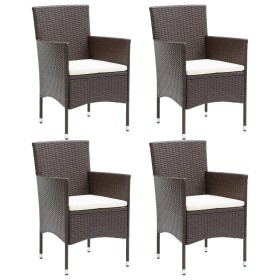 Sillas de comedor para jardín 4 unidades ratán sintético marrón de vidaXL, Sillas de jardín - Ref: Foro24-310565, Precio: 234...