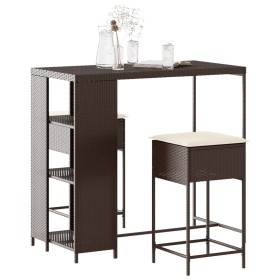 Juego de bar de jardín de 3 piezas con cojines ratán PE marrón de , Conjuntos de jardín - Ref: Foro24-3261490, Precio: 230,72...