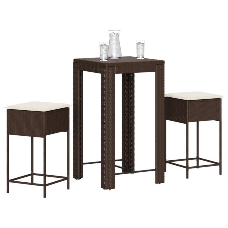 Juego de bar de jardín de 3 piezas con cojines ratán PE marrón de , Conjuntos de jardín - Ref: Foro24-3261446, Precio: 201,13...