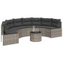 Sofá de jardín semicircular con mesa y cojines ratán PE gris de , Sofás de exterior - Ref: Foro24-3318527, Precio: 487,81 €, ...