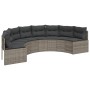 Sofá de jardín semicircular con mesa y cojines ratán PE gris de , Sofás de exterior - Ref: Foro24-3318527, Precio: 487,81 €, ...