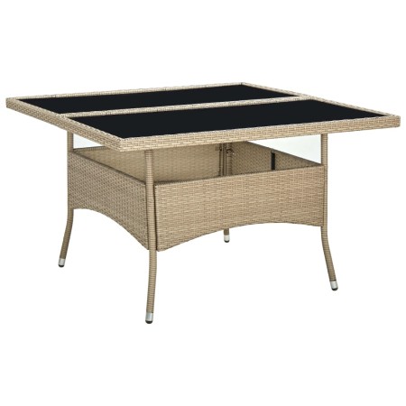 Mesa de comedor de jardín ratán sintético y vidrio beige de vidaXL, Mesas de jardín - Ref: Foro24-310555, Precio: 138,01 €, D...