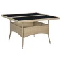 Mesa de comedor de jardín ratán sintético y vidrio beige de vidaXL, Mesas de jardín - Ref: Foro24-310555, Precio: 138,01 €, D...