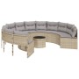 Sofá de jardín redondo con mesa y cojines ratán PE beige de , Sofás de exterior - Ref: Foro24-3318546, Precio: 555,97 €, Desc...