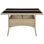 Mesa de comedor de jardín ratán sintético y vidrio beige de vidaXL, Mesas de jardín - Ref: Foro24-310555, Precio: 138,01 €, D...