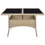 Mesa de comedor de jardín ratán sintético y vidrio beige de vidaXL, Mesas de jardín - Ref: Foro24-310555, Precio: 138,01 €, D...
