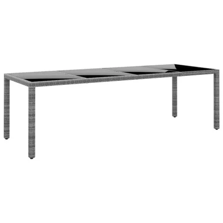 Mesa jardín vidrio templado ratán sintético gris 250x100x75 cm de vidaXL, Mesas de jardín - Ref: Foro24-310593, Precio: 207,3...