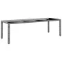 Mesa jardín vidrio templado ratán sintético gris 250x100x75 cm de vidaXL, Mesas de jardín - Ref: Foro24-310593, Precio: 207,3...