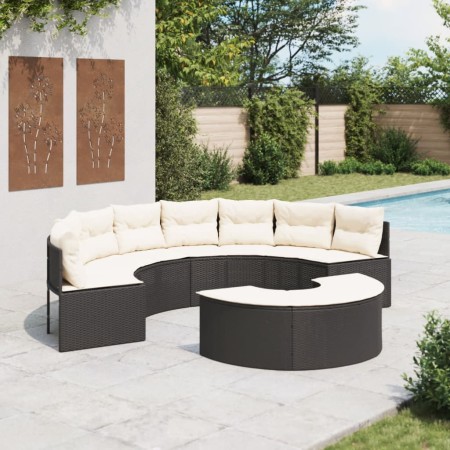 Sofá de jardín semicircular 2 piezas ratán sintético negro de , Sofás de exterior - Ref: Foro24-3262070, Precio: 509,34 €, De...