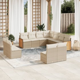 Set de sofás de jardín 11pzas con cojines ratán sintético beige en Conjuntos de jardín | Comprar online en Foru.es