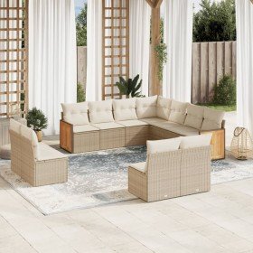 Set de sofás de jardín 11pzas con cojines ratán sintético beige en Conjuntos de jardín | Comprar online en Foru.es