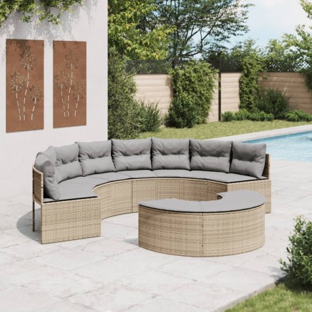 Sofá de jardín semicircular 2 piezas ratán sintético beige de , Sofás de exterior - Ref: Foro24-3262072, Precio: 594,81 €, De...