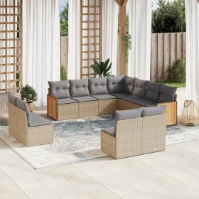 Set de sofás de jardín 11pzas con cojines ratán sintético beige en Conjuntos de jardín | Comprar online en Foru.es