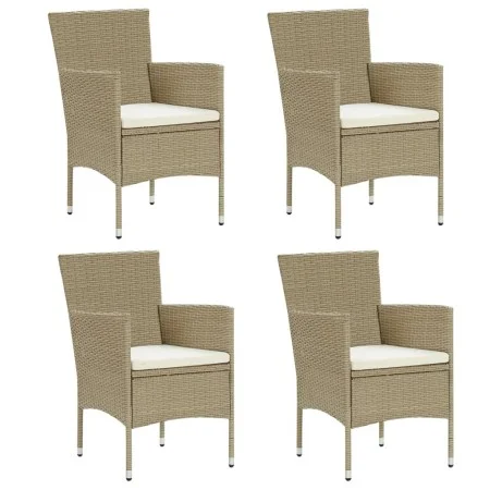 Sillas de jardín 4 unidades ratán sintético beige de vidaXL, Sillas de jardín - Ref: Foro24-310564, Precio: 249,15 €, Descuen...