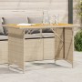 Mesa de jardín superficie de madera ratán PE beige 110x68x70 cm de , Mesas de jardín - Ref: Foro24-366357, Precio: 93,91 €, D...