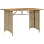 Mesa de jardín superficie de madera ratán PE beige 110x68x70 cm de , Mesas de jardín - Ref: Foro24-366357, Precio: 93,91 €, D...