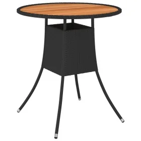 Mesa de comedor de jardín ratán sintético acacia negro Ø 70 cm de vidaXL, Mesas de jardín - Ref: Foro24-310466, Precio: 62,56...