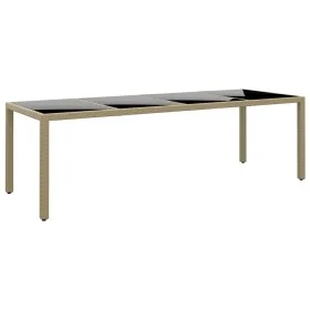 Garden table glass top beige synthetic rattan by vidaXL, Garden tables - Ref: Foro24-310594, Price: 181,81 €, Discount: %