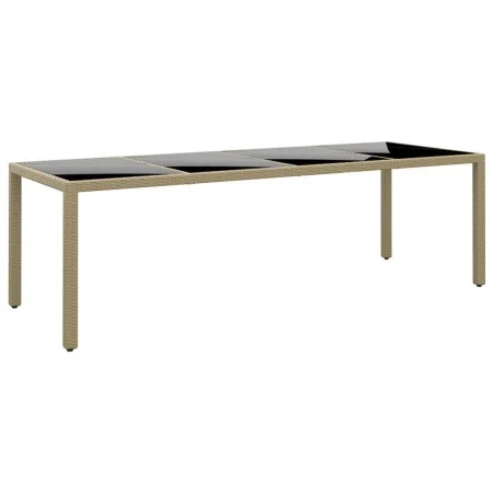 Mesa de jardín superficie de vidrio ratán sintético beige de vidaXL, Mesas de jardín - Ref: Foro24-310594, Precio: 181,81 €, ...