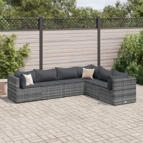 Set de muebles de jardín 6 pzas y cojines ratán sintético gris de , Conjuntos de jardín - Ref: Foro24-3308138, Precio: 431,52...