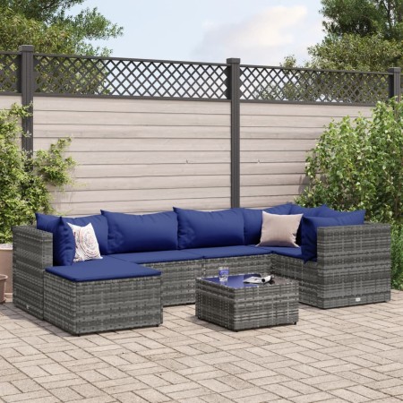 Set de muebles de jardín 7 pzas y cojines ratán sintético gris de , Conjuntos de jardín - Ref: Foro24-3308223, Precio: 435,85...