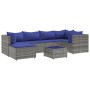 Set de muebles de jardín 7 pzas y cojines ratán sintético gris de , Conjuntos de jardín - Ref: Foro24-3308223, Precio: 435,85...