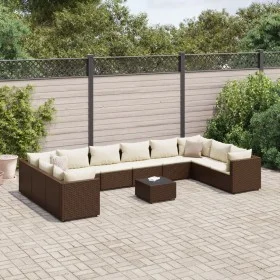 Set de muebles de jardín 11 pzas cojines ratán sintético marrón de , Conjuntos de jardín - Ref: Foro24-3308289, Precio: 725,6...