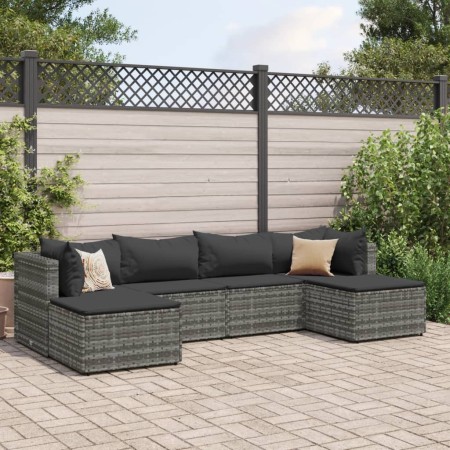 Set de muebles de jardín 6 pzas y cojines ratán sintético gris de , Conjuntos de jardín - Ref: Foro24-3308242, Precio: 372,72...