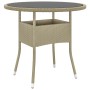 Mesa de jardín vidrio templado ratán sintético beige Ø80x75 cm de vidaXL, Mesas de jardín - Ref: Foro24-310607, Precio: 104,2...