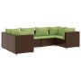 Set muebles de jardín 6 piezas y cojines ratán sintético marrón de , Conjuntos de jardín - Ref: Foro24-3308254, Precio: 462,0...