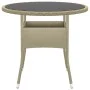 Mesa de jardín vidrio templado ratán sintético beige Ø80x75 cm de vidaXL, Mesas de jardín - Ref: Foro24-310607, Precio: 103,0...