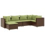 Set muebles de jardín 6 piezas y cojines ratán sintético marrón de , Conjuntos de jardín - Ref: Foro24-3308214, Precio: 464,5...